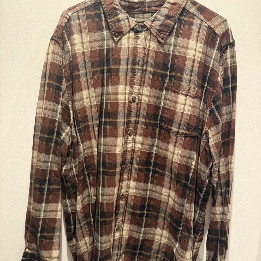 Classic Brown Plaid Men's Shirt